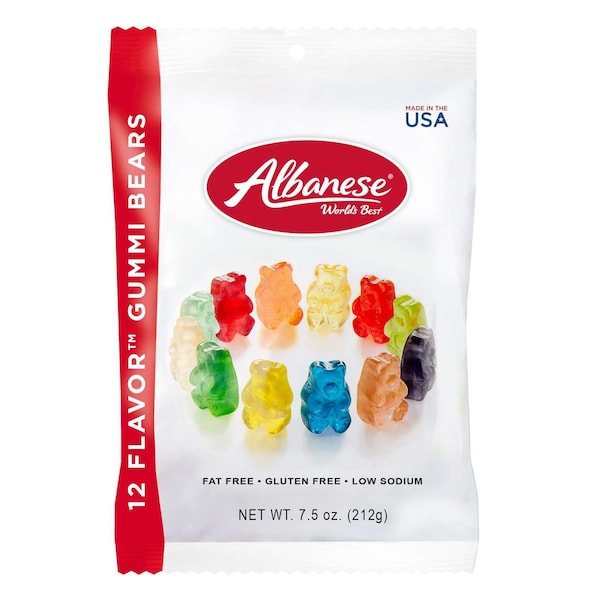 Albanese World's Best 12 Flavor Gummi Bears 7.5 Oz. Bag, PK12